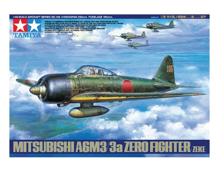 Tamiya - 61108 - Mitsubishi A6M3/3a Zero Fighter (Zeke)  - Hobby Sector