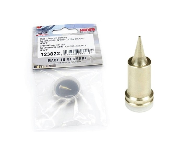 Harder & Steenbeck - 123822 - NOZZLE 0.2MM WITH SEAL FOR EVOLUTION, INFINITY, ULTRA, COLANI & GRAFO  - Hobby Sector