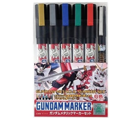 MrHobby (Gunze) - GMS121 - Gundam Marker Metallic Set of 6  - Hobby Sector