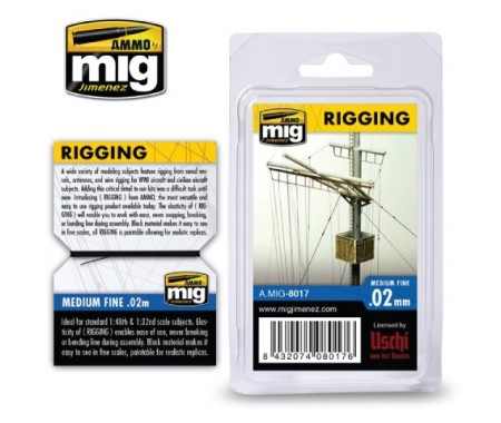 AMMO MIG - A.MIG-8017 - Rigging – Medium fine 0.02 mm  - Hobby Sector