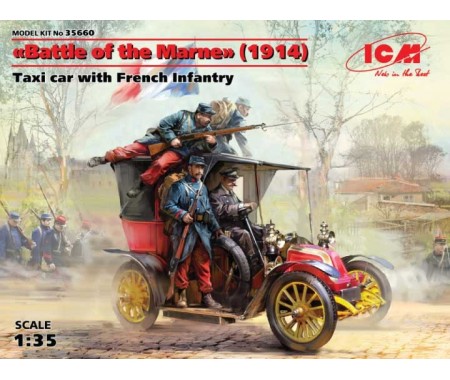 ICM - 35660 - Taxi Car w/ French Infantry Battle of the Marne 1914  - Hobby Sector