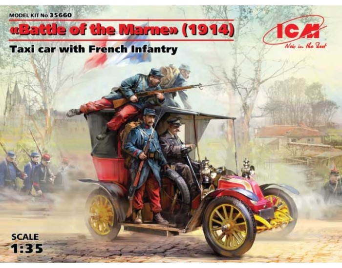 ICM - 35660 - Taxi Car w/ French Infantry Battle of the Marne 1914  - Hobby Sector