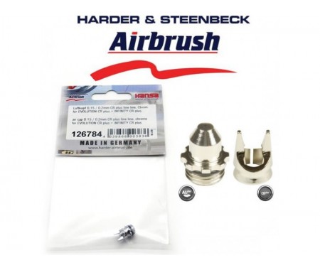 Harder & Steenbeck - 126784 - AIR CAP 0.15 / 0.2MM CR PLUS FINE LINE, CHROME  - Hobby Sector