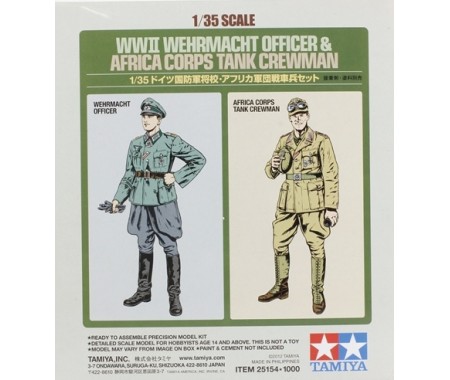 Tamiya - 25154 - WWII Wehrmacht Officer & Africa Corps Tank Crewman (2-Figure Set)  - Hobby Sector