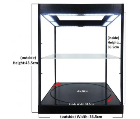 Triple 9 - T9-69929S - Showcase with 2 Levels, Leds and Rotary Base (Silver)  - Hobby Sector