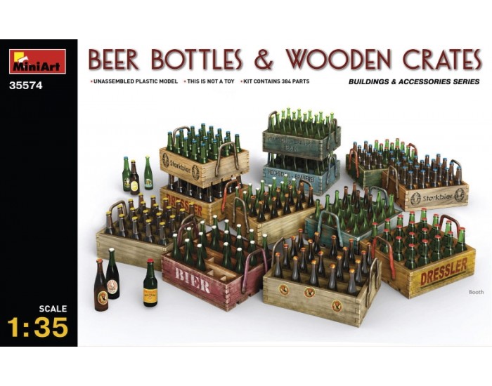 MiniArt - 35574 - Beer Bottles and Wooden Crates  - Hobby Sector