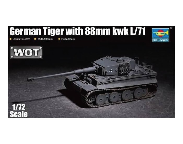 Trumpeter - 07164 - German Tiger with 88mm kwk L/71  - Hobby Sector