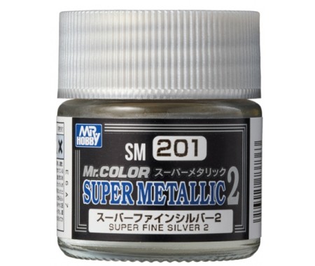 MrHobby (Gunze) - SM201 - SM201 Super fine Silver 2 - 10ml Super Metallic 2 lacquer paint  - Hobby Sector