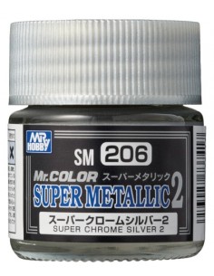 MrHobby (Gunze) - SM206 - SM206 Super Chrome Silver 2 - 10ml Super Metallic 2 Lacquer Paint  - Hobby Sector