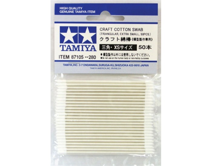 Tamiya - 87105 - Craft Cotton Swab Triangle XS 50pcs.  - Hobby Sector