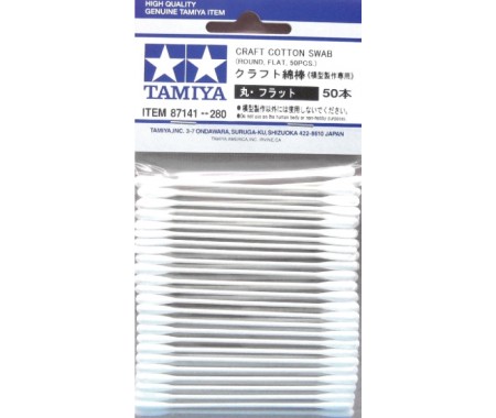Tamiya - 87141 - Craft Cotton Swab Round Flat 50pcs.  - Hobby Sector