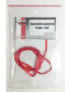 MF Zone - MFZP24 - Seat Belts Material 3mm - Red  - Hobby Sector