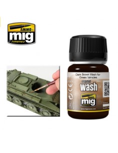 AMMO MIG - A.MIG-1005 - Wash - Dark Brown Wash For Green Vehicles  - Hobby Sector