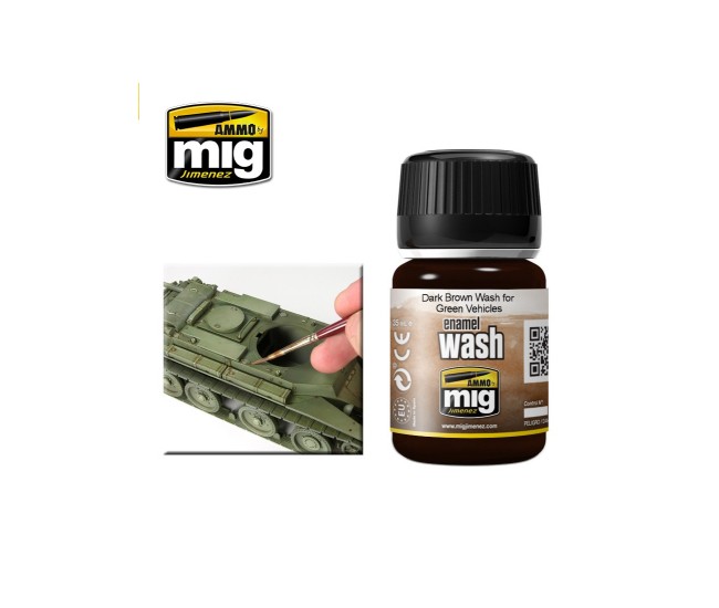 MIG - A.MIG-1005 - Wash - Dark Brown Wash For Green Vehicles  - Hobby Sector