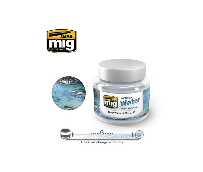 AMMO MIG - A.MIG-2205 - Acrylic Water - Clear Water  - Hobby Sector