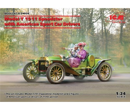 ICM - 24026 - Model T 1913 Speedster With American Sport Car Drivers  - Hobby Sector