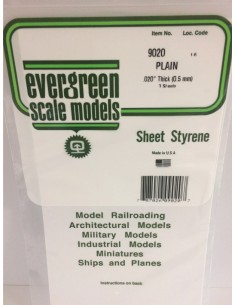 Evergreen Scale Models - 9020 - PLAIN OPAQUE WHITE POLYSTYRENE SHEET 9020 - .020" (0.5MM)  - Hobby Sector