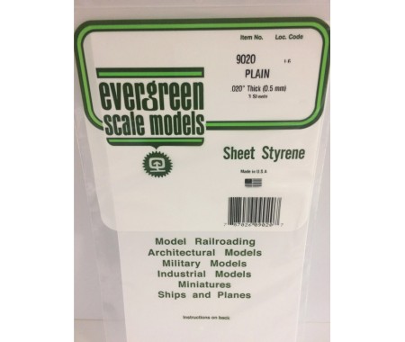 Evergreen Scale Models - 9020 - PLAIN OPAQUE WHITE POLYSTYRENE SHEET 9020 - .020" (0.5MM)  - Hobby Sector