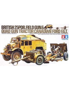 Tamiya - 35044 - BRITISH 25PDR.FIELD GUN & QUAD GUN TRACTOR CANADIAN FORD F.G.T  - Hobby Sector