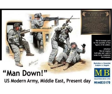 Master Box - MB35170 - MAN DOWN! US MODERN ARMY, MIDDLE EAST, PRESENT DAY  - Hobby Sector