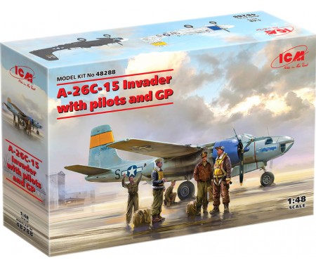 ICM - 48288 - A-26C-15 INVADER WITH PILOTS AND GP  - Hobby Sector