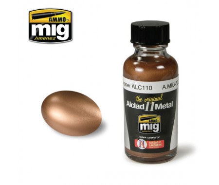 AMMO MIG - A.MIG-8207 - COPPER ALC110 - ALCLAD II METAL 30ML LACQUER PAINT  - Hobby Sector