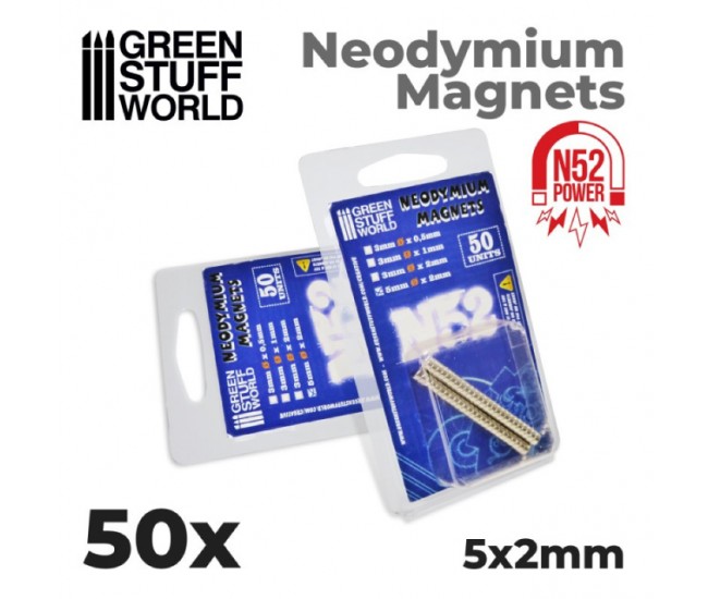 Green Stuff World - GSW9261 - N52 NEODYMIUM MAGNETS X50 (5X2MM)  - Hobby Sector